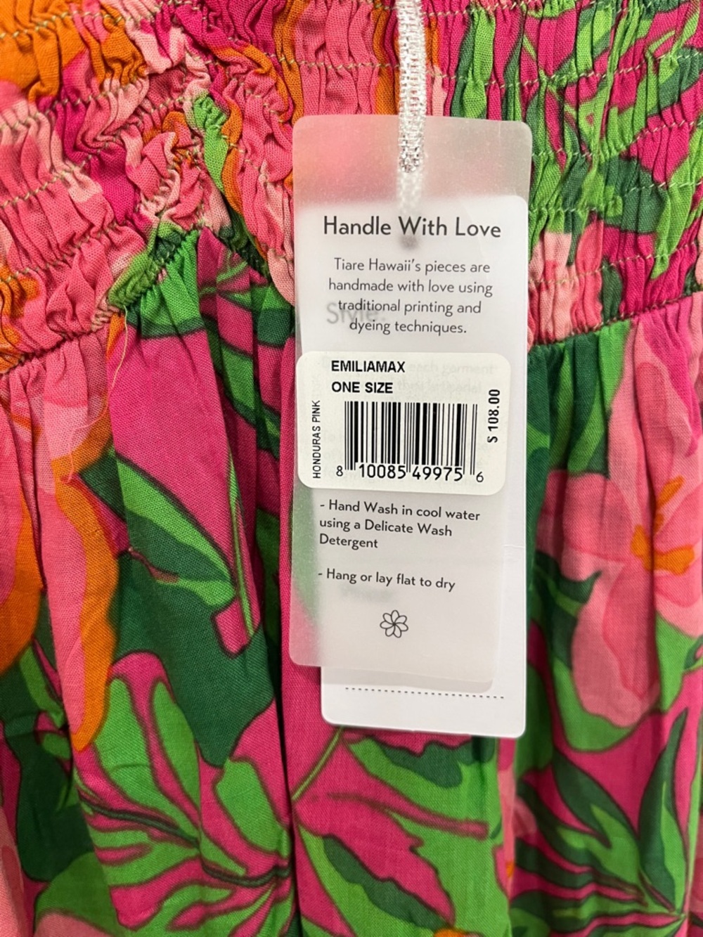 Tropical Floral Strapless Maxi Dress in Pink & Green-Tiare Hawaii-NWT - Picture 3 of 11